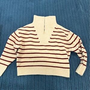 Striped Quarter Zip Sweater